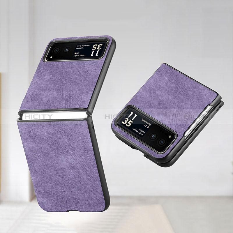 Funda Silicona Goma de Cuero Carcasa SD1 para Motorola Moto Razr 40 5G Purpura Claro