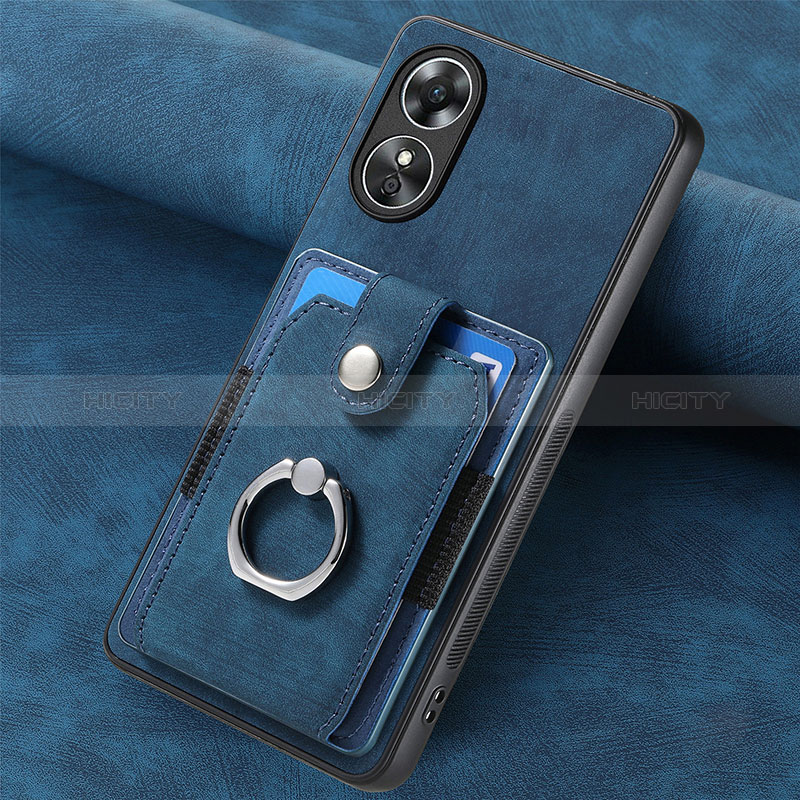 Funda Silicona Goma de Cuero Carcasa SD1 para Oppo A17 Azul