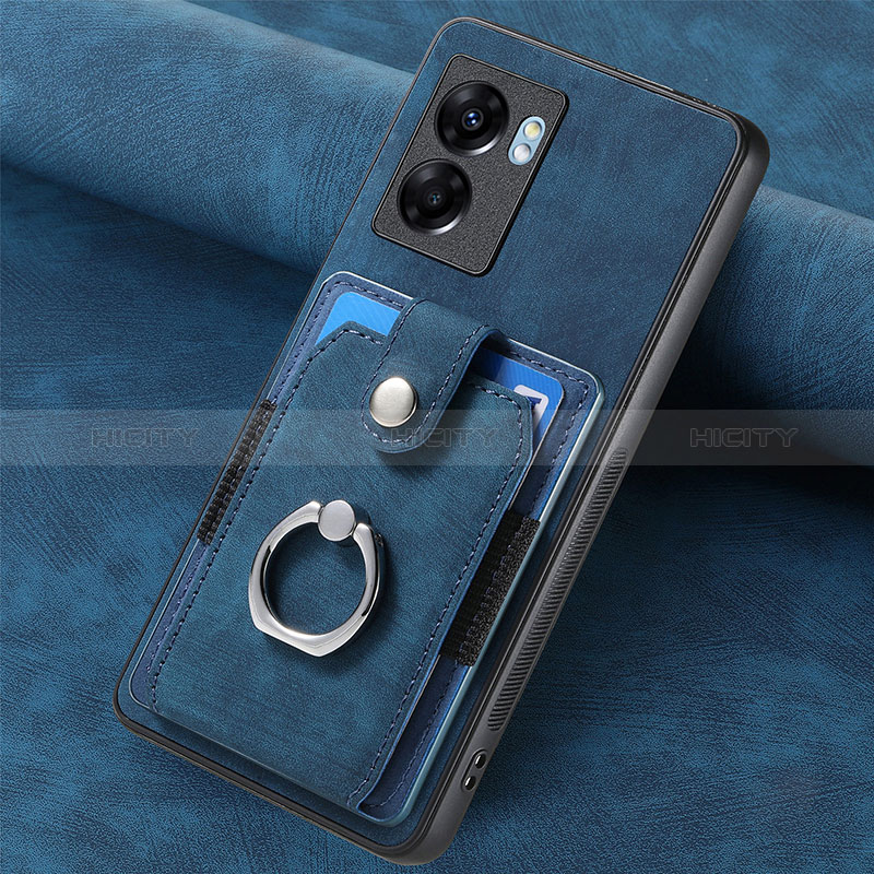 Funda Silicona Goma de Cuero Carcasa SD1 para Oppo A77 5G Azul