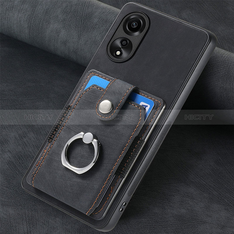 Funda Silicona Goma de Cuero Carcasa SD1 para Oppo A78 4G Negro