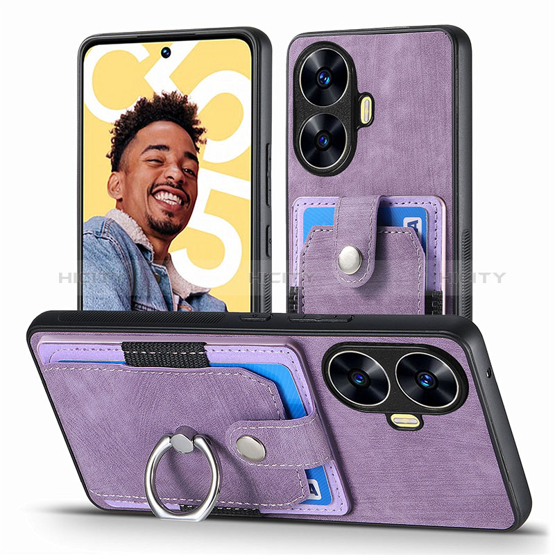 Funda Silicona Goma de Cuero Carcasa SD1 para Realme C55 Purpura Claro