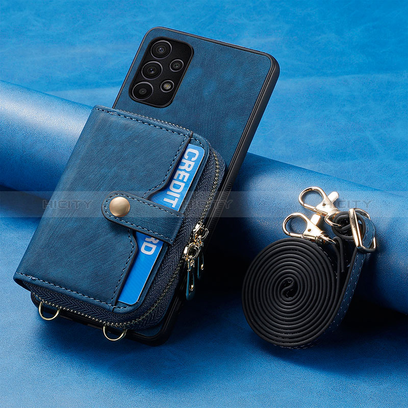 Funda Silicona Goma de Cuero Carcasa SD1 para Samsung Galaxy A32 5G Azul