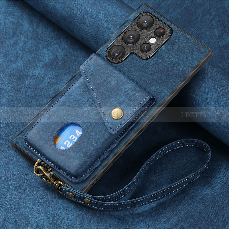 Funda Silicona Goma de Cuero Carcasa SD1 para Samsung Galaxy S22 Ultra 5G Azul