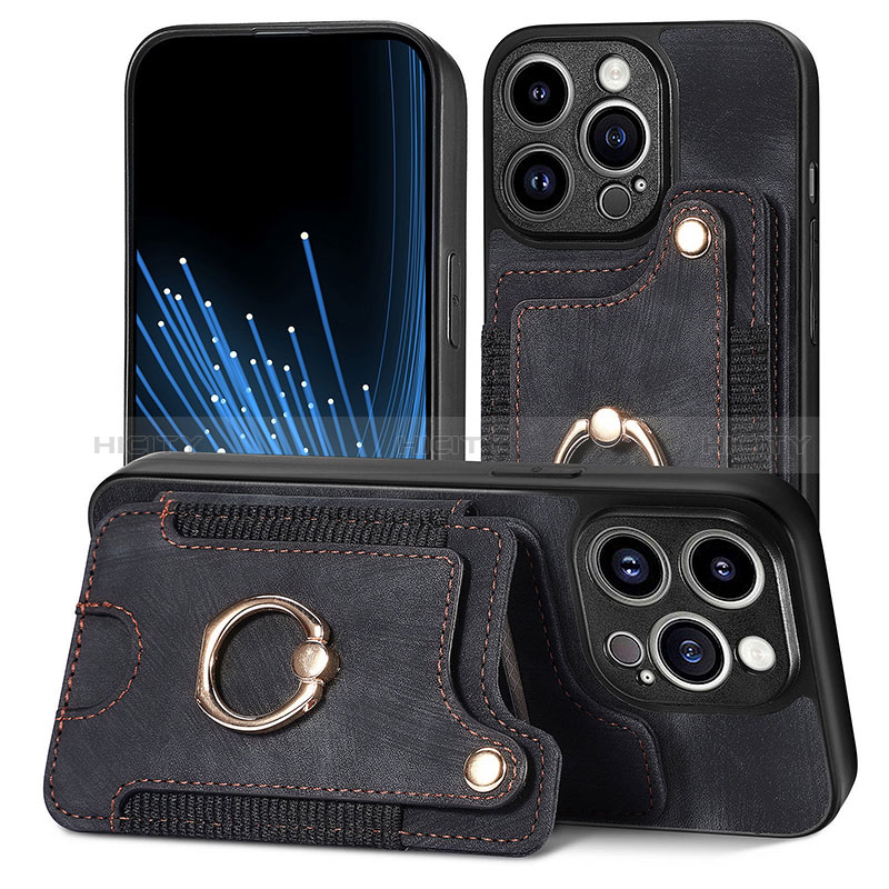 Funda Silicona Goma de Cuero Carcasa SD10 para Apple iPhone 13 Pro Max Negro