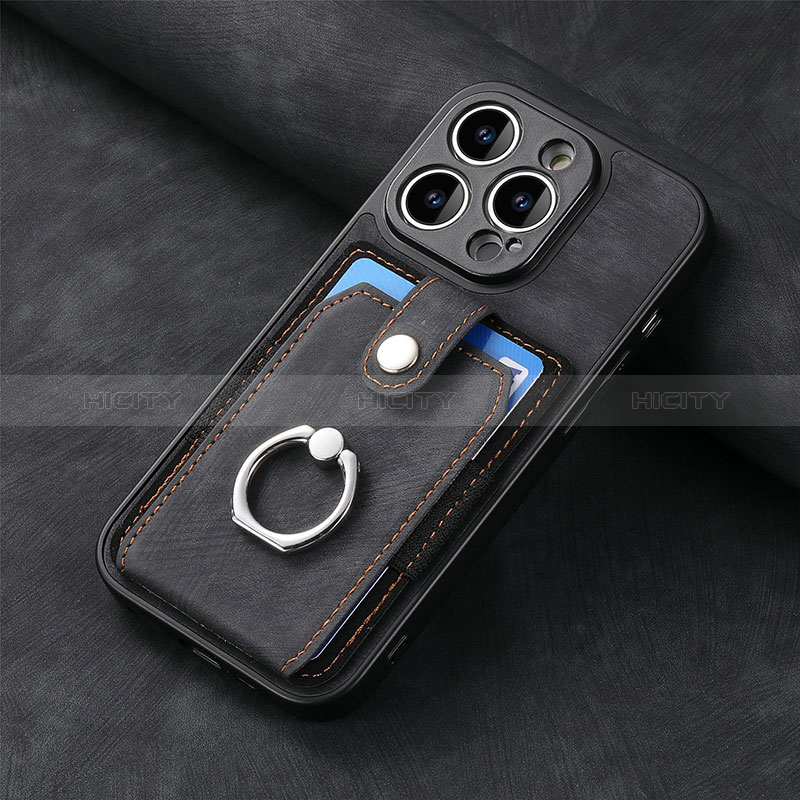 Funda Silicona Goma de Cuero Carcasa SD11 para Apple iPhone 13 Pro Max Negro