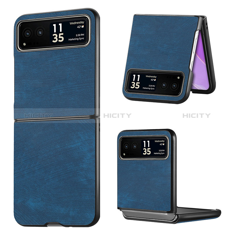 Funda Silicona Goma de Cuero Carcasa SD11 para Motorola Moto Razr 40 Ultra 5G Azul