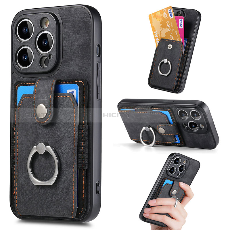 Funda Silicona Goma de Cuero Carcasa SD12 para Apple iPhone 13 Pro Max Negro