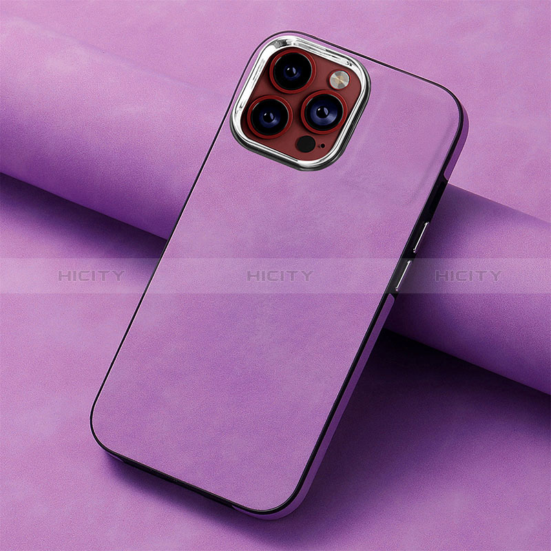 Funda Silicona Goma de Cuero Carcasa SD13 para Apple iPhone 15 Pro Max Purpura Claro