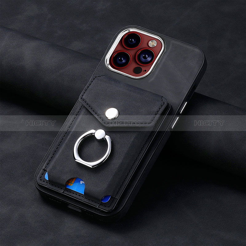 Funda Silicona Goma de Cuero Carcasa SD15 para Apple iPhone 13 Pro Max Negro