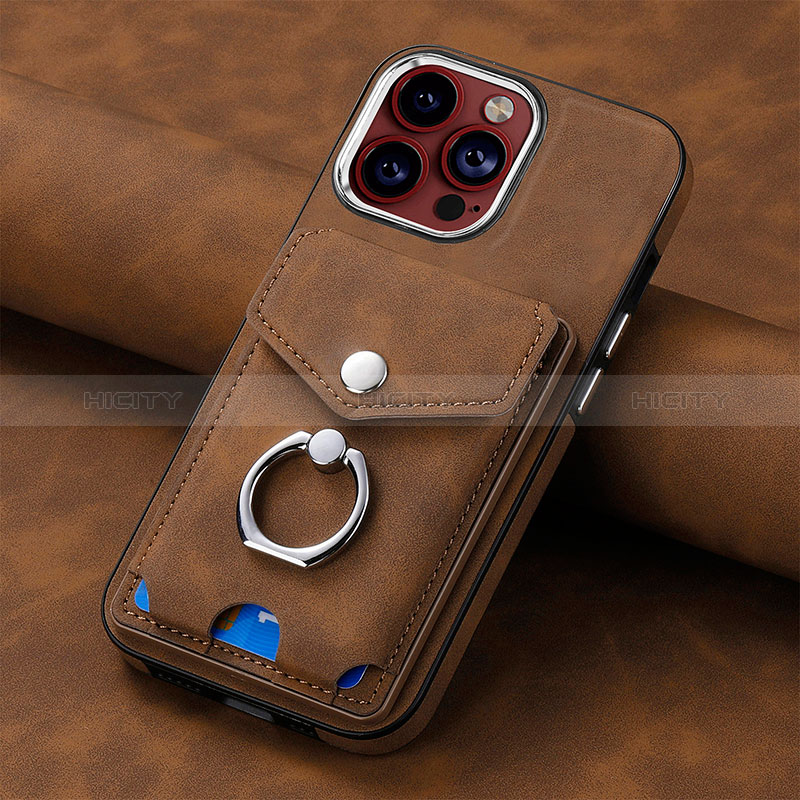 Funda Silicona Goma de Cuero Carcasa SD15 para Apple iPhone 15 Pro Max Marron