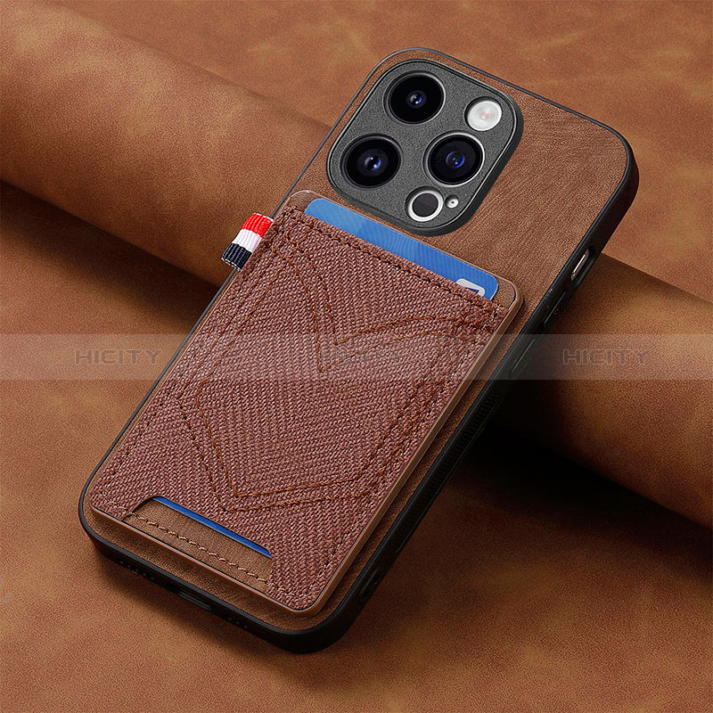 Funda Silicona Goma de Cuero Carcasa SD3 para Apple iPhone 15 Pro Max Marron