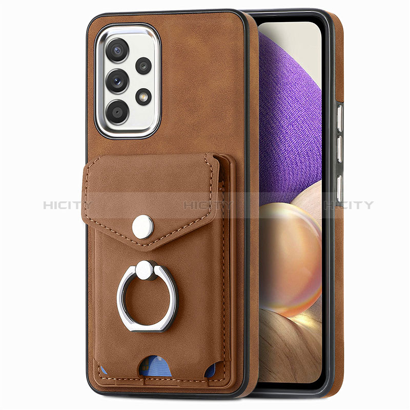 Funda Silicona Goma de Cuero Carcasa SD3 para Samsung Galaxy A32 5G Marron