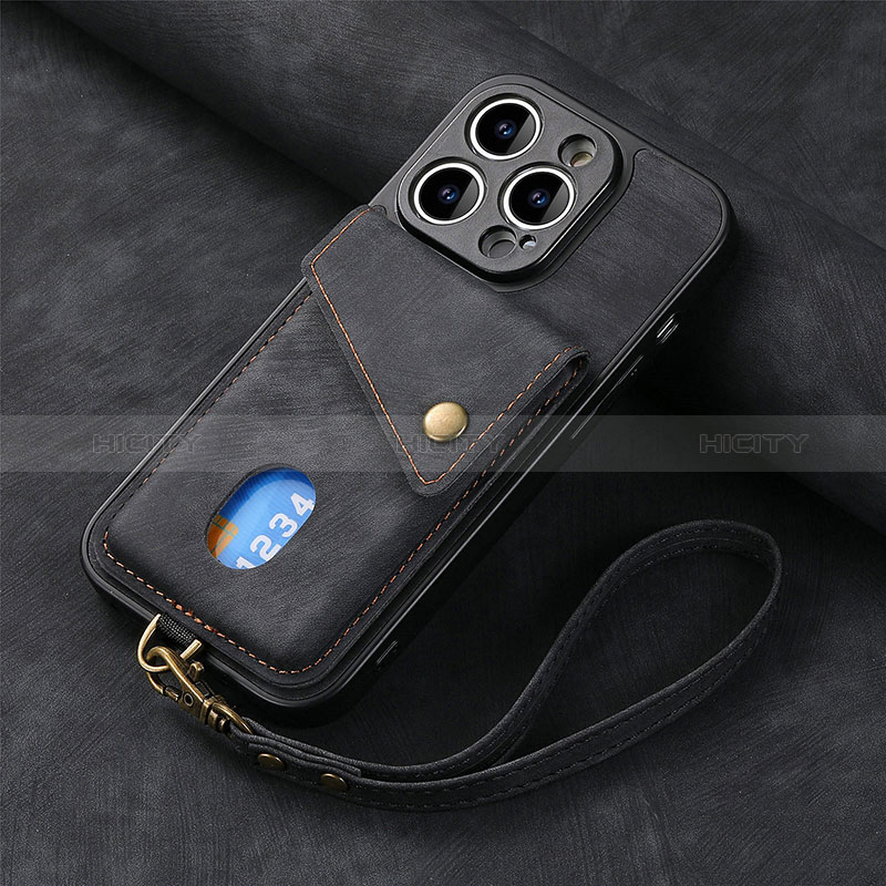 Funda Silicona Goma de Cuero Carcasa SD4 para Apple iPhone 13 Pro Max Negro