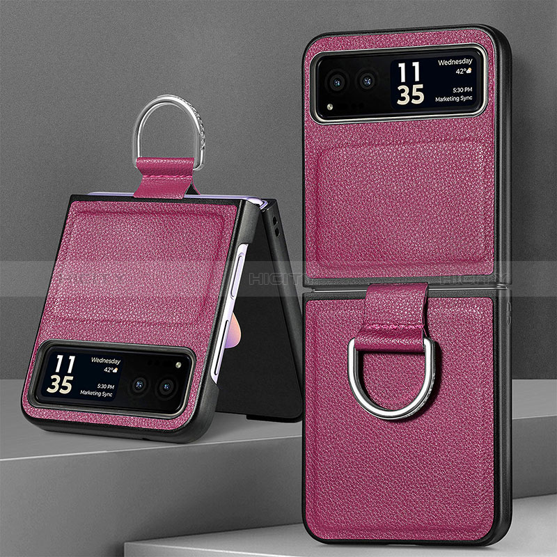 Funda Silicona Goma de Cuero Carcasa SD4 para Motorola Moto Razr 40 5G Purpura Claro