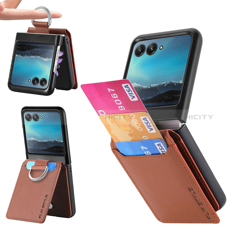 Funda Silicona Goma de Cuero Carcasa SD4 para Motorola Moto Razr 40 Ultra 5G Marron