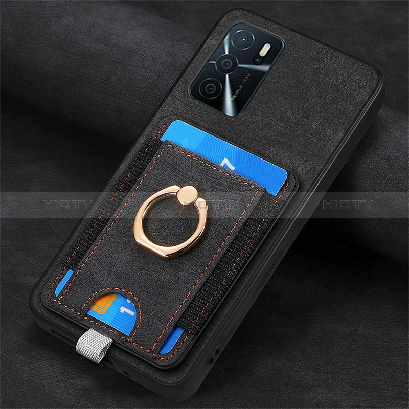 Funda Silicona Goma de Cuero Carcasa SD4 para Oppo A16 Negro