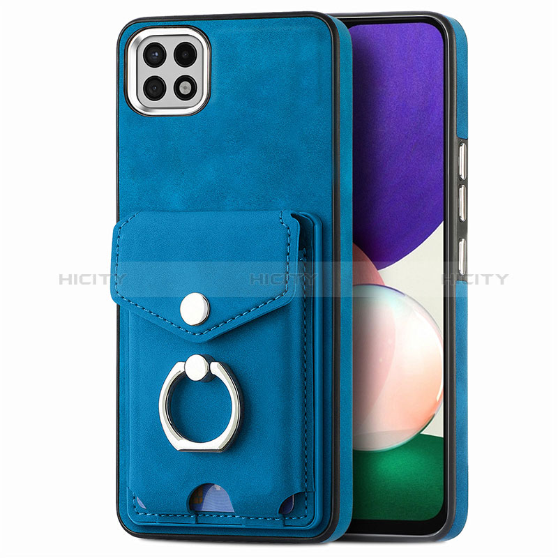 Funda Silicona Goma de Cuero Carcasa SD4 para Samsung Galaxy A22 5G Azul