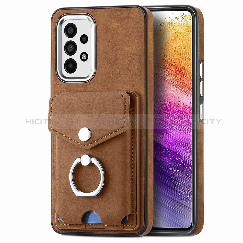 Funda Silicona Goma de Cuero Carcasa SD4 para Samsung Galaxy A73 5G Marron