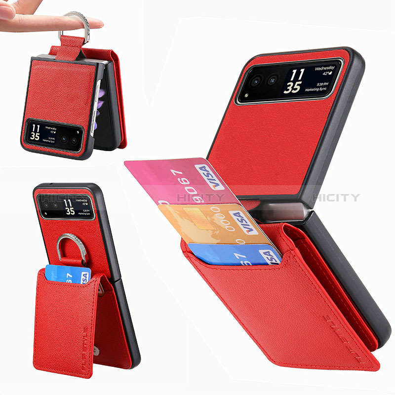 Funda Silicona Goma de Cuero Carcasa SD5 para Motorola Moto Razr 40 5G Rojo