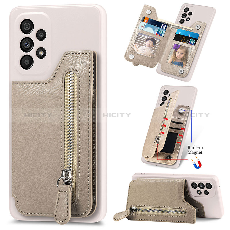 Funda Silicona Goma de Cuero Carcasa SD5 para Samsung Galaxy A23 5G Caqui