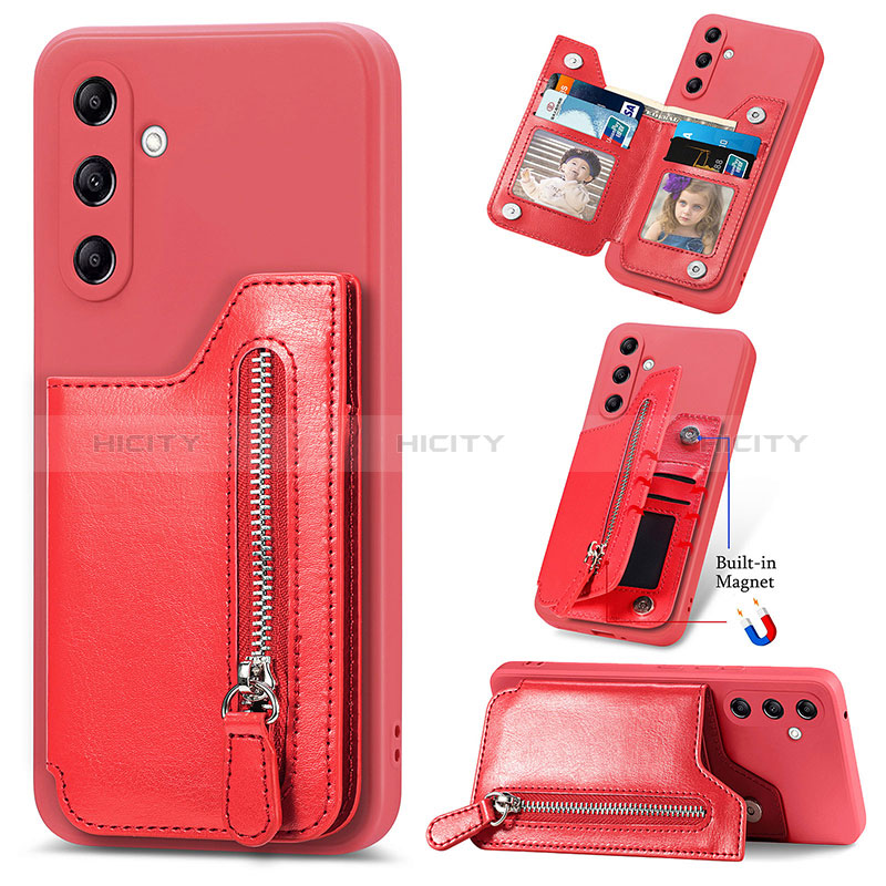 Funda Silicona Goma de Cuero Carcasa SD5 para Samsung Galaxy A34 5G Rojo