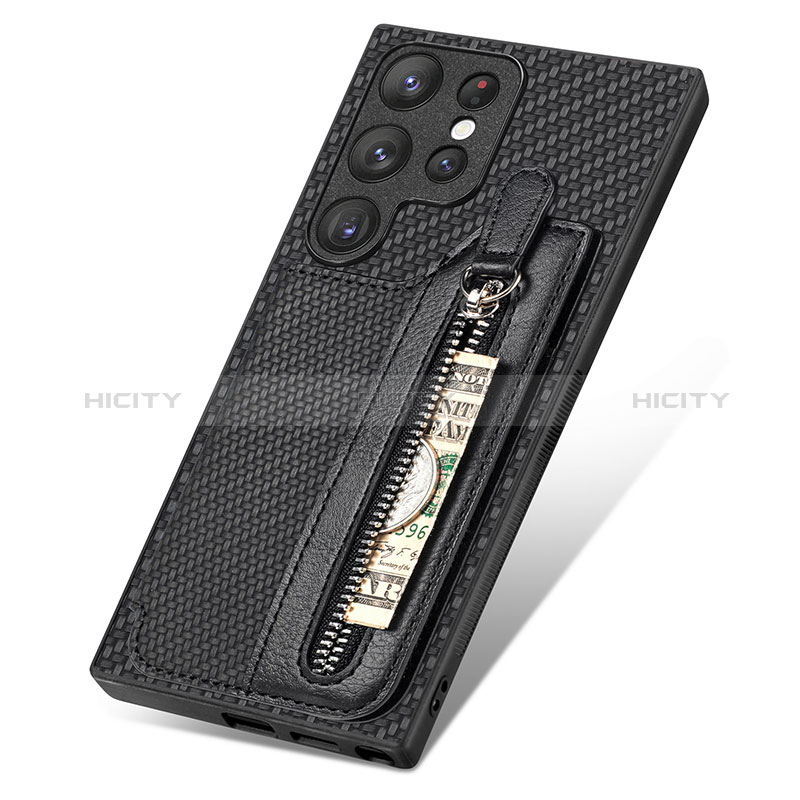 Funda Silicona Goma de Cuero Carcasa SD6 para Samsung Galaxy S22 Ultra 5G Negro