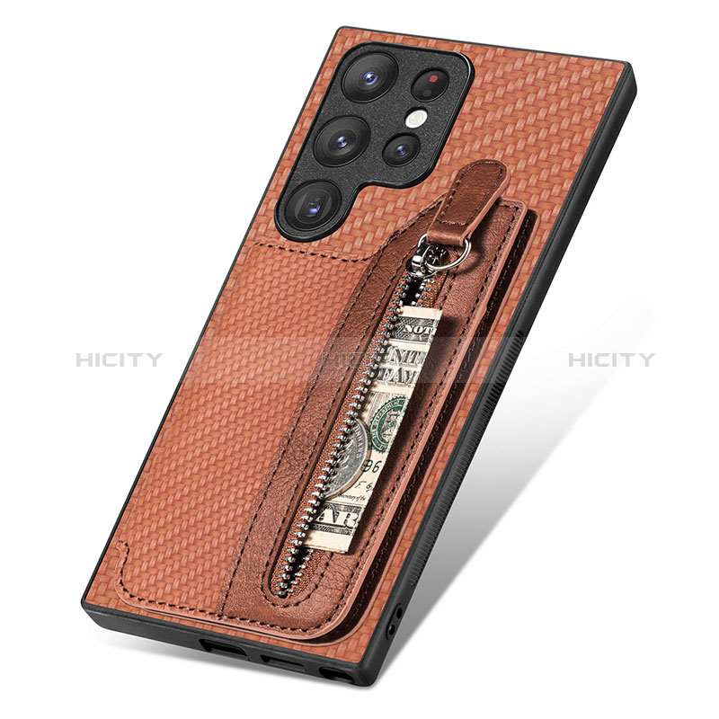 Funda Silicona Goma de Cuero Carcasa SD6 para Samsung Galaxy S24 Ultra 5G Marron