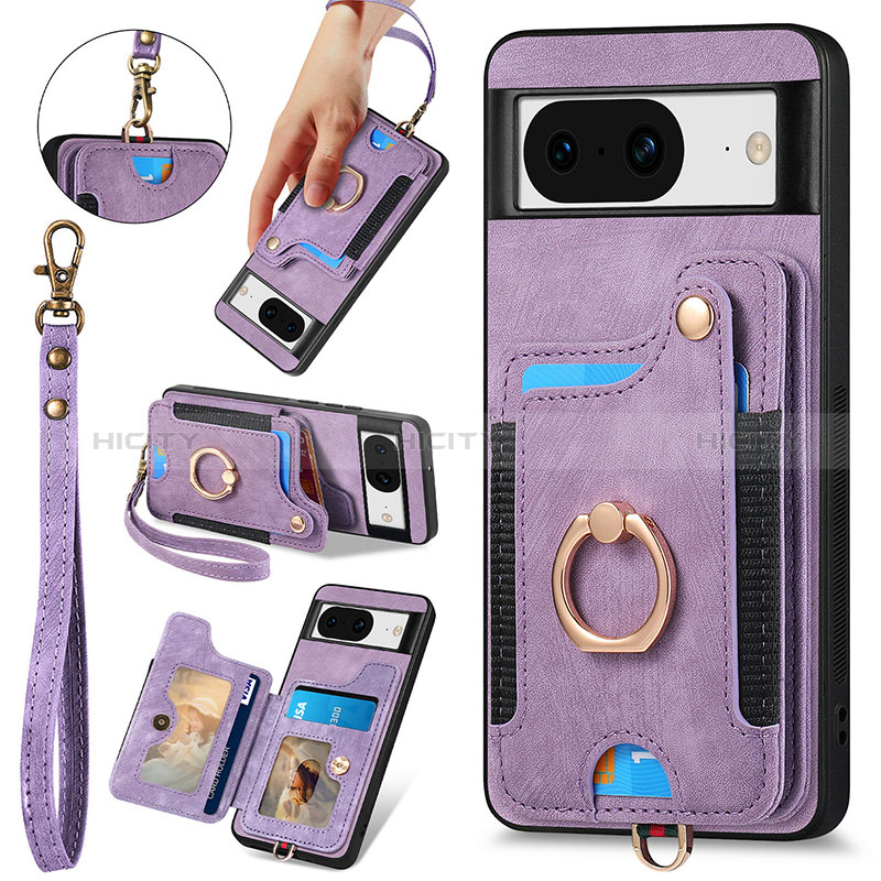 Funda Silicona Goma de Cuero Carcasa SD7 para Google Pixel 8 5G Morado