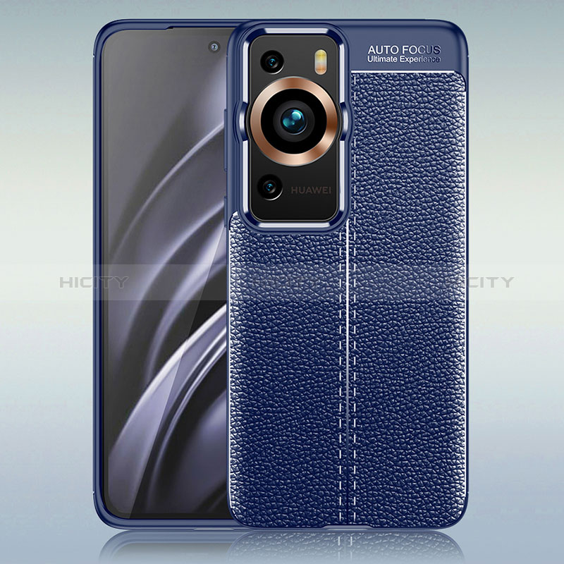 Funda Silicona Goma de Cuero Carcasa WL1 para Huawei P60 Azul