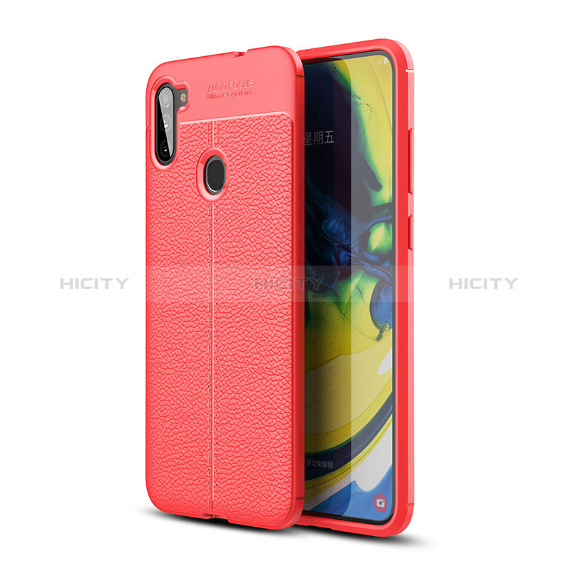 Funda Silicona Goma de Cuero Carcasa WL1 para Samsung Galaxy A11 Rojo