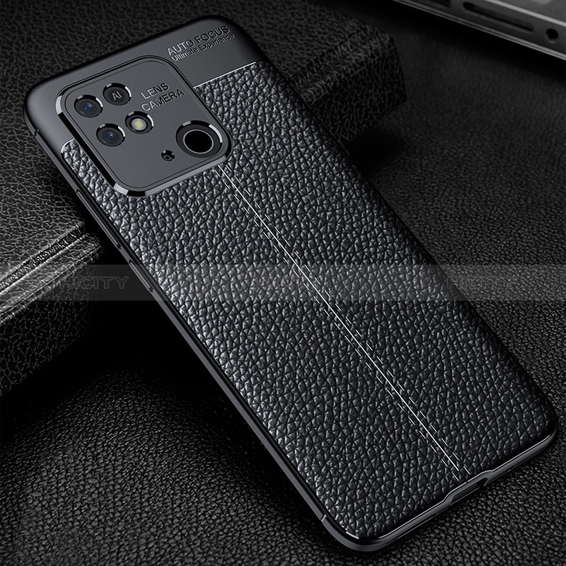 Funda Silicona Goma de Cuero Carcasa WL1 para Xiaomi Redmi 10 India Negro