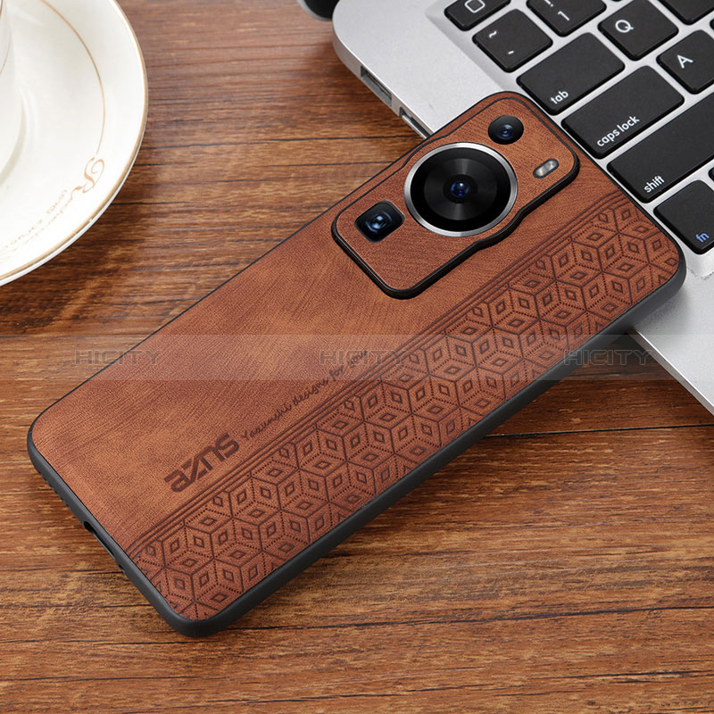 Funda Silicona Goma de Cuero Carcasa YZ2 para Huawei P60 Pro Marron