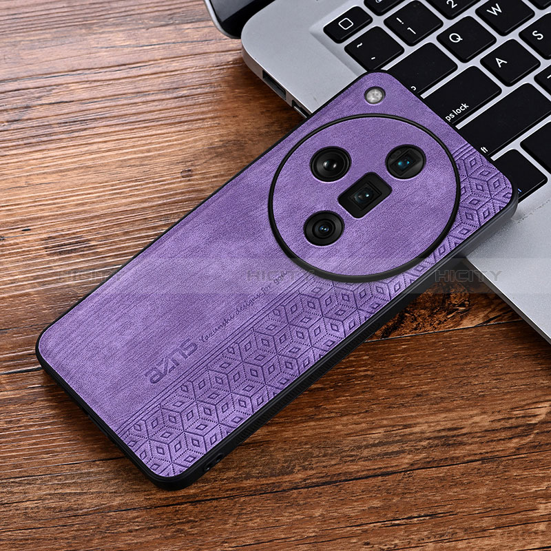 Funda Silicona Goma de Cuero Carcasa YZ2 para Oppo Find X7 Ultra 5G Purpura Claro