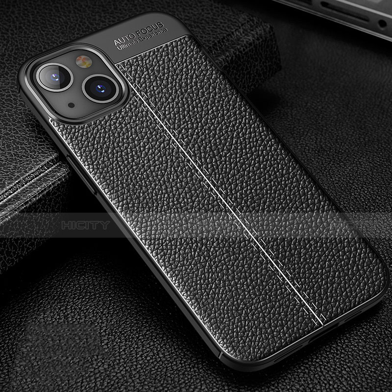 Funda Silicona Goma de Cuero Carcasa Z01 para Apple iPhone 13 Mini Negro