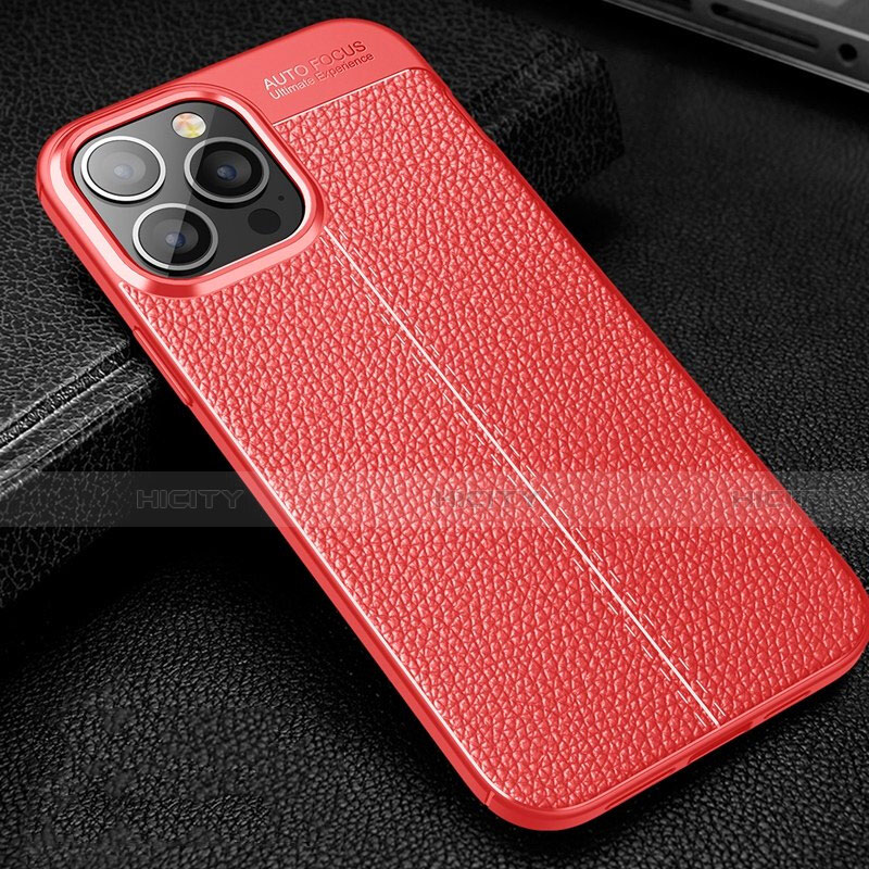 Funda Silicona Goma de Cuero Carcasa Z01 para Apple iPhone 13 Pro Rojo