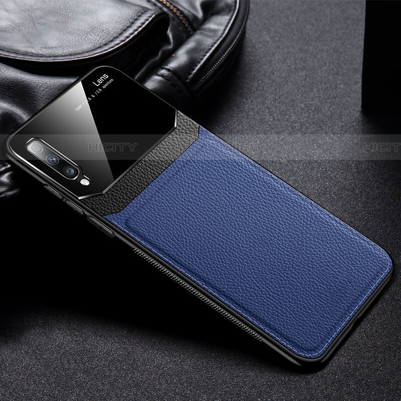 Funda Silicona Goma de Cuero Carcasa Z01 para Samsung Galaxy A70 Azul