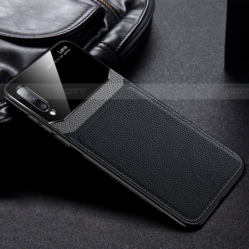 Funda Silicona Goma de Cuero Carcasa Z01 para Samsung Galaxy A70 Negro