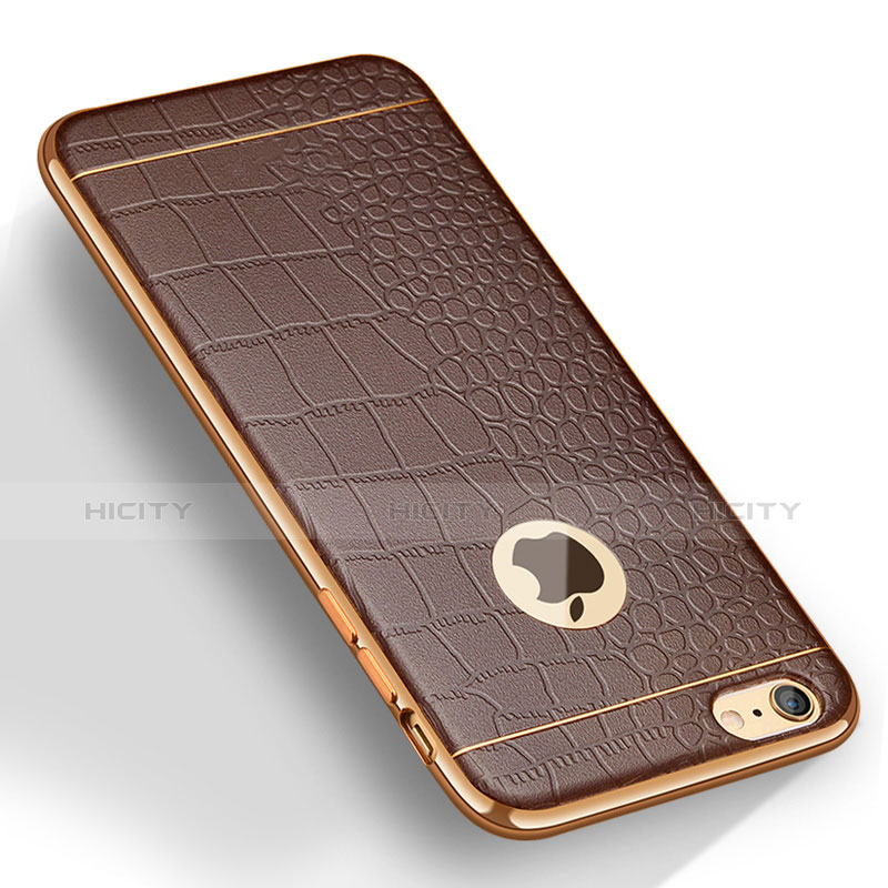 Funda Silicona Goma de Cuero para Apple iPhone 6 Plus Marron