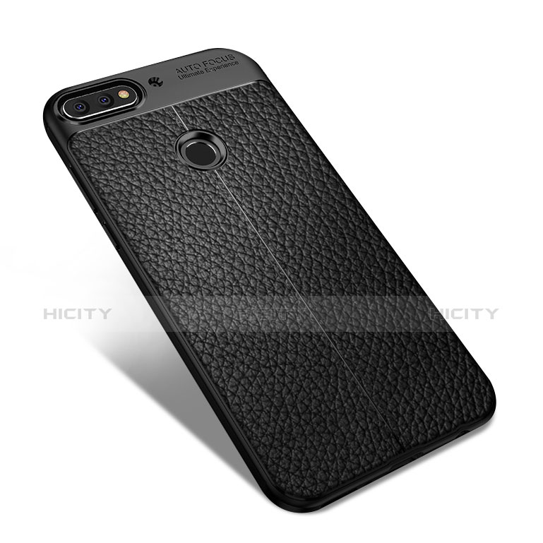 Funda Silicona Goma de Cuero para Huawei Enjoy 8 Negro