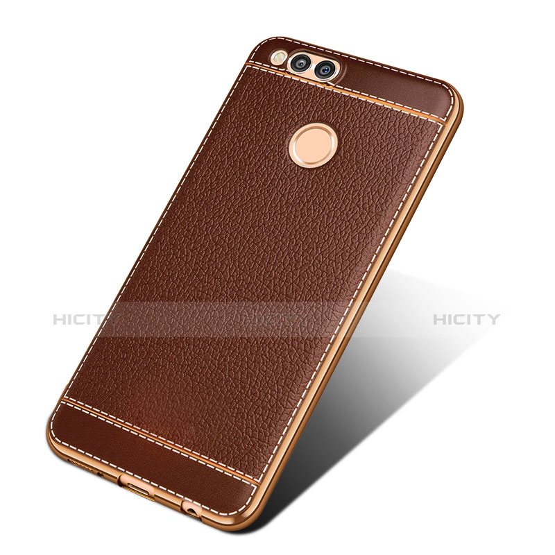 Funda Silicona Goma de Cuero para Huawei Honor 7X Marron