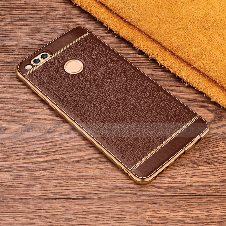 Funda Silicona Goma de Cuero para Huawei Honor 7X Marron