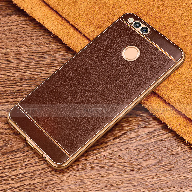 Funda Silicona Goma de Cuero para Huawei Honor 7X Marron