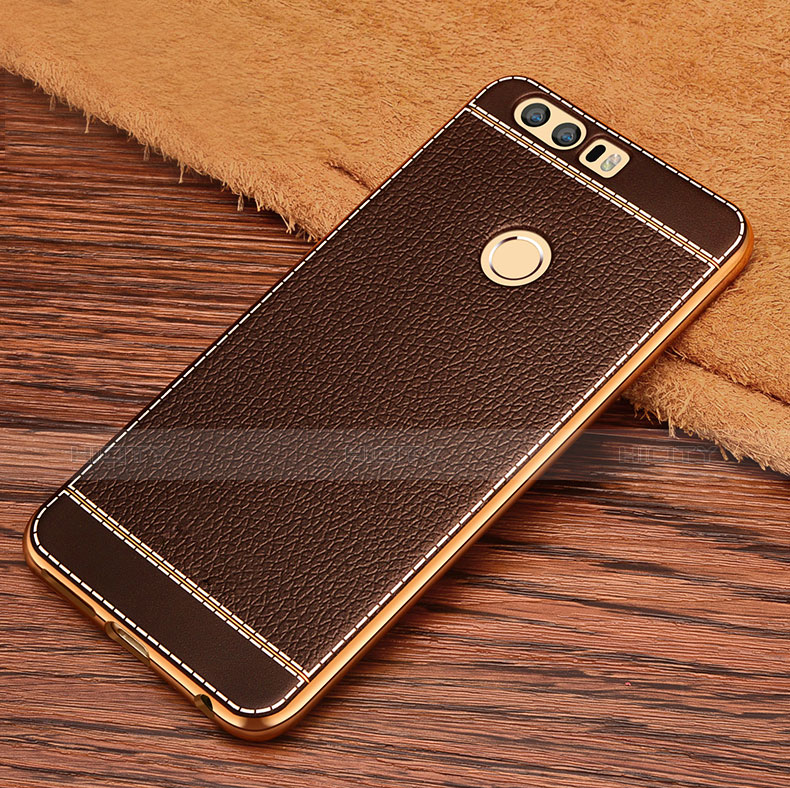 Funda Silicona Goma de Cuero para Huawei Honor 8 Marron