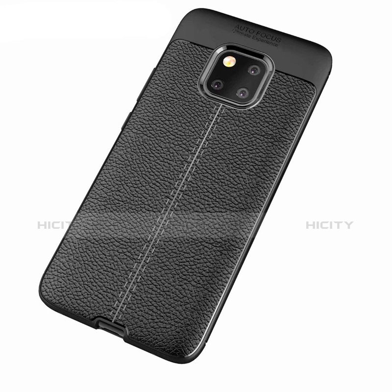 Funda Silicona Goma de Cuero para Huawei Mate 20 Pro Negro