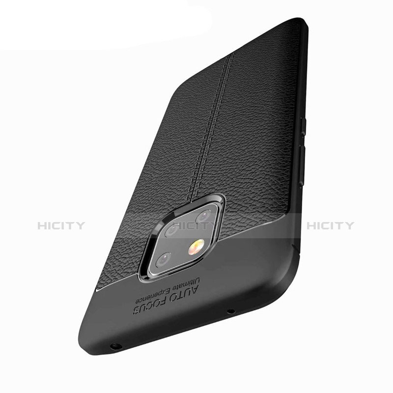 Funda Silicona Goma de Cuero para Huawei Mate 20 Pro Negro