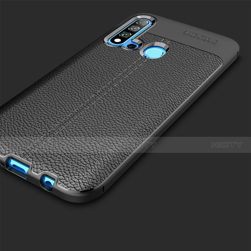 Funda Silicona Goma de Cuero para Huawei Nova 5i Negro