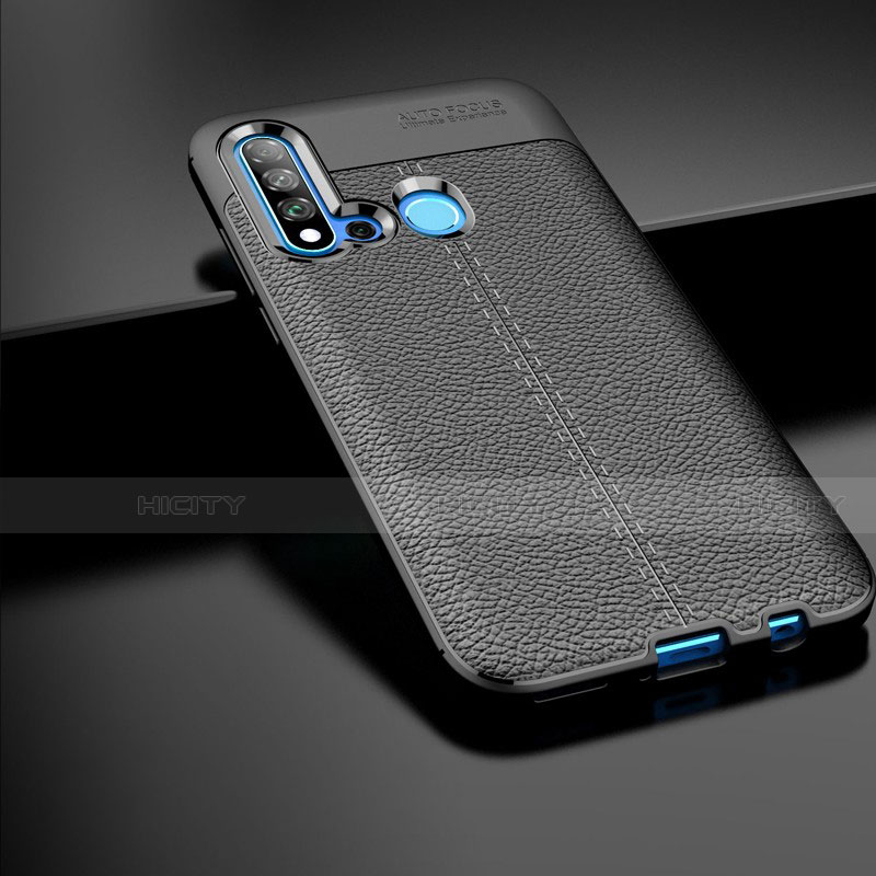 Funda Silicona Goma de Cuero para Huawei Nova 5i Negro