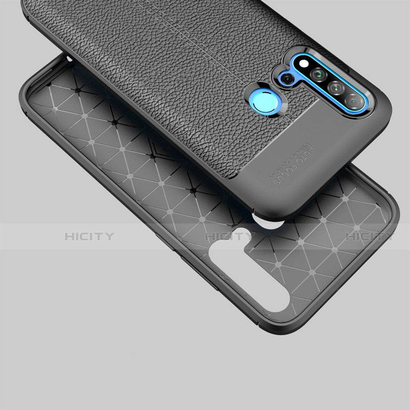 Funda Silicona Goma de Cuero para Huawei Nova 5i Negro