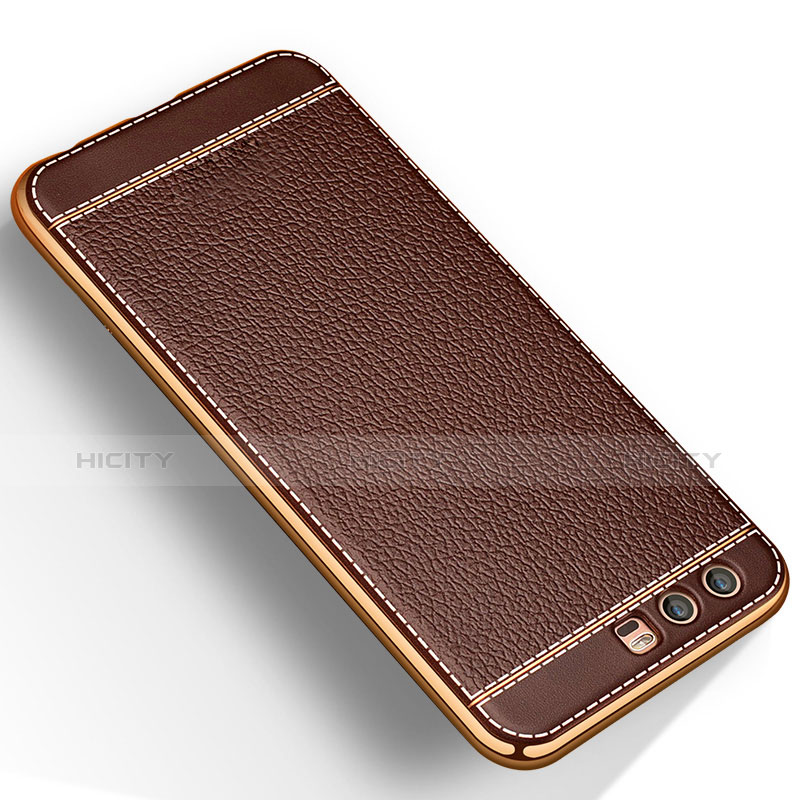 Funda Silicona Goma de Cuero para Huawei P10 Marron