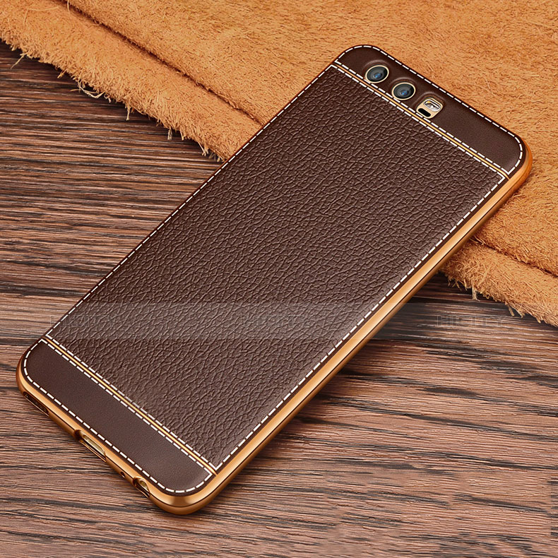 Funda Silicona Goma de Cuero para Huawei P10 Marron